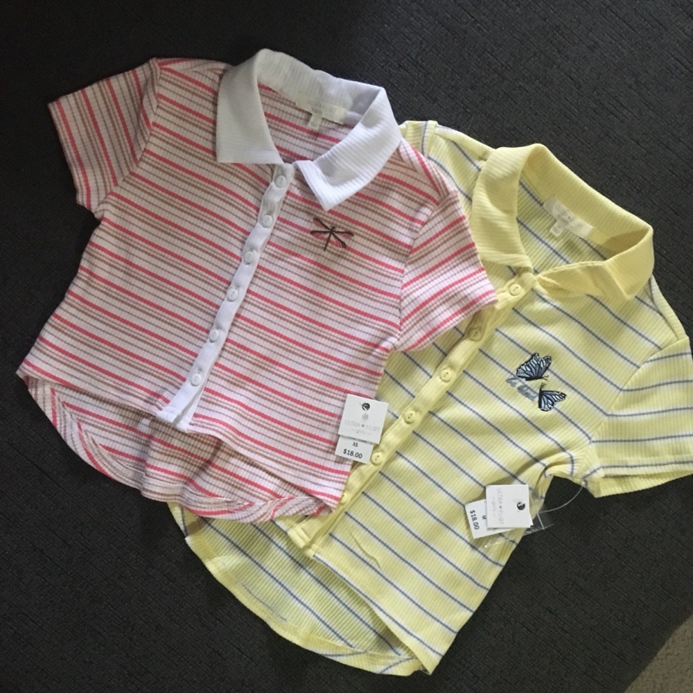 Girls Two Set Ultra Flirt Yellow and Pink Tees. NWT